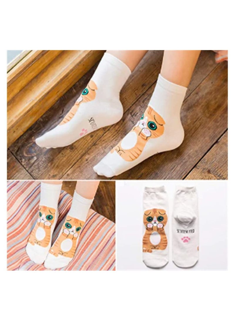 سيوسي 5 أزواج من الحيوانات لطيف القط نمط السيدات الجوارب مضحك بارد فن الرسم القطن الجوارب - Image 3