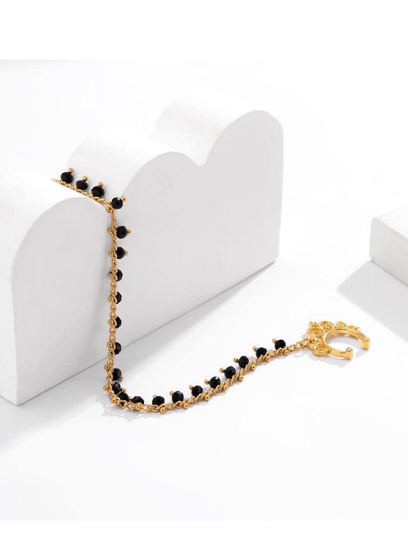 SYOSI خاتم أنف مزين بتعليقة مع سلسلة إلى قرط غير مثقوب حلقة أنف هندية لرقص البطن حفلة إكسسوارات الأنف للنساء والفتيات - Image 2