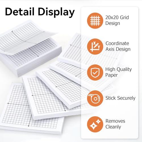 Tecreddy Graph Sticky Notes, 8 Pads, 3x3 Inch, Graph Paper Sticky Notes, Grid Sticky Notes, Coordinate Plane Sticky Notes for Office School Math Supplies - Image 3