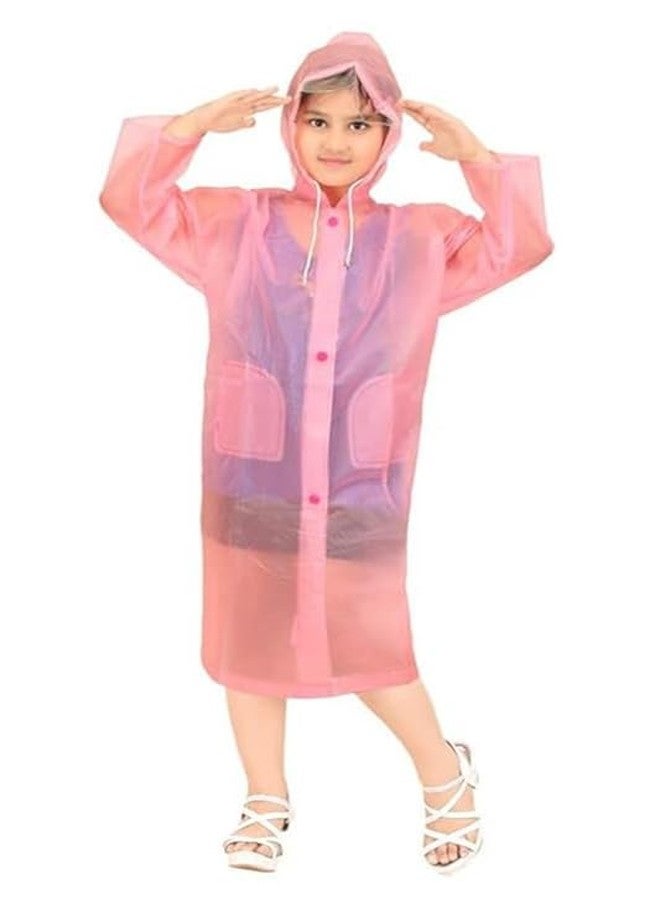 Kolva Girls and Boys PVC Full Sleeve raincoat with school bag cover for kids (Pink) (Pack of 1) (3-4Years) - Image 1