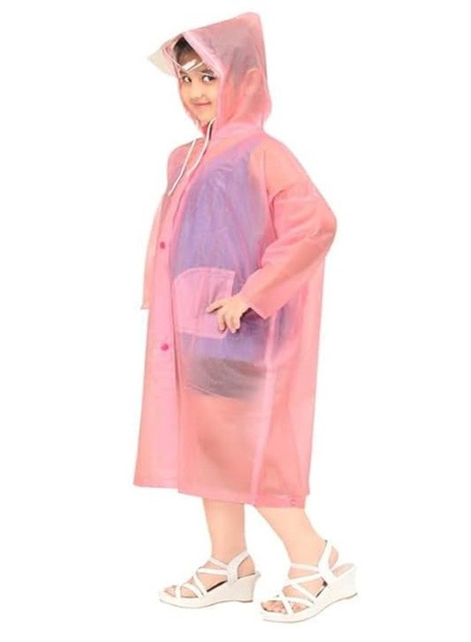 Kolva Girls and Boys PVC Full Sleeve raincoat with school bag cover for kids (Pink) (Pack of 1) (3-4Years) - Image 3