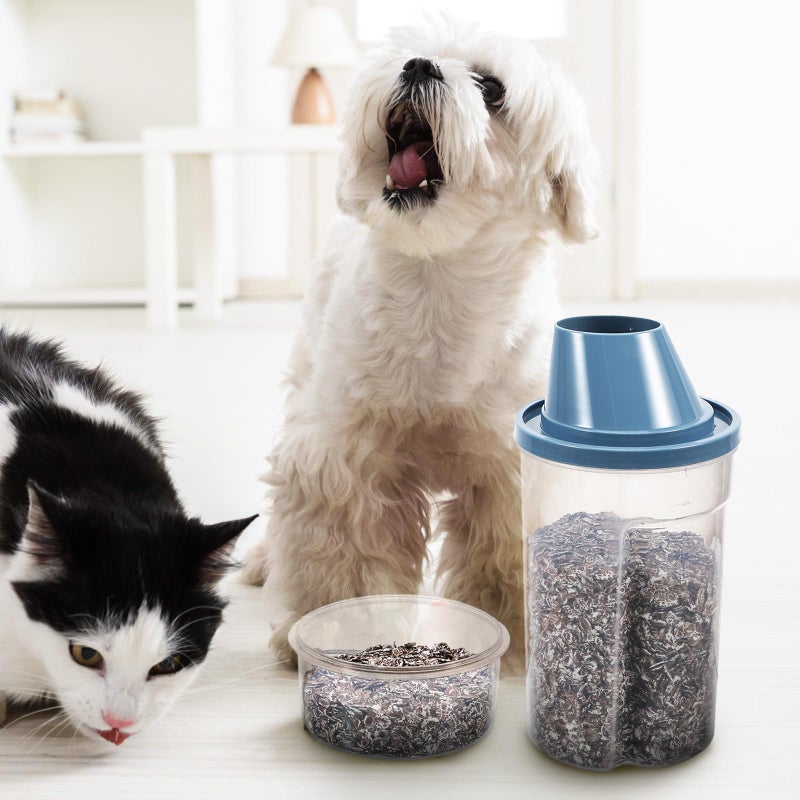 2Pcs Gray Blue Airtight Pet Food Storage Container 1000ml For Dog Cat Travel - Image 5