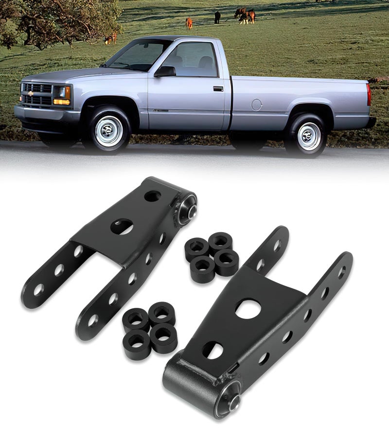Camoo 2-3" Suspension Rear Drop Lowering Shackles kit Leaf Spring Drop Shackle Kit Compatible with Chevy Silverado GMC Sierra 1500 C1500 K1500 Dodge Ram Replaces 6400 410520 - Image 1