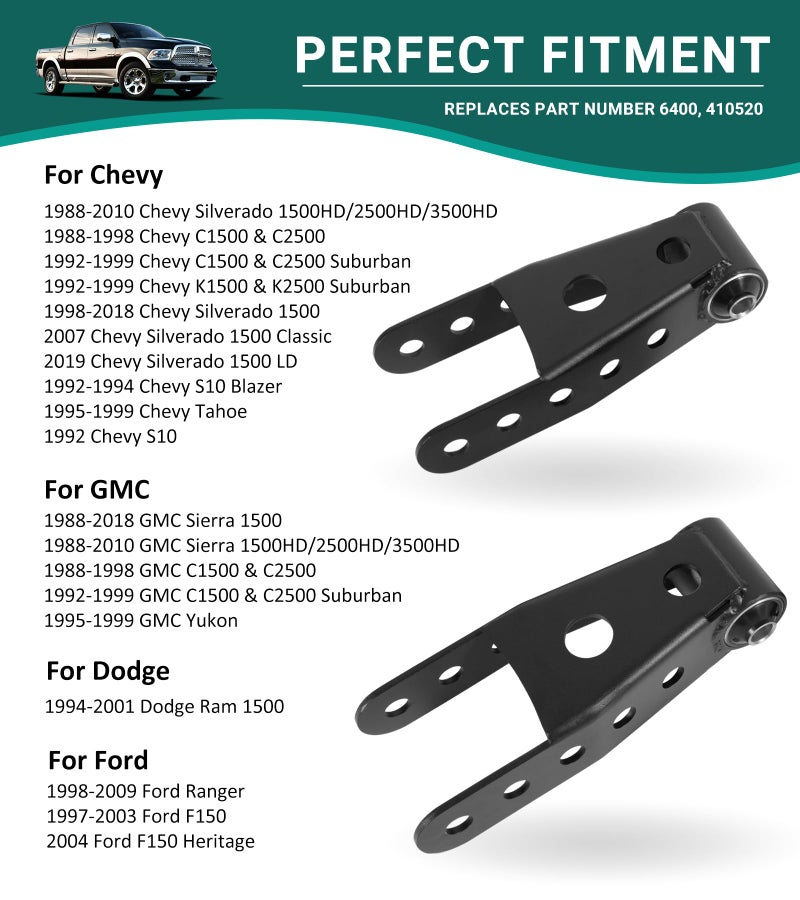 Camoo 2-3" Suspension Rear Drop Lowering Shackles kit Leaf Spring Drop Shackle Kit Compatible with Chevy Silverado GMC Sierra 1500 C1500 K1500 Dodge Ram Replaces 6400 410520 - Image 2