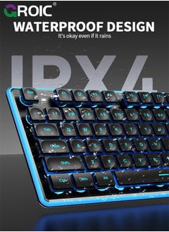 GROIC لوحة مفاتيح ألعاب RGB سوداء، مفاتيح هادئة مريحة مع تأثيرات إضاءة LED RGB، مقاومة للانسكاب، مفاتيح وسائط مخصصة، متوافقة مع Windows 10/8.1/8/7  - Image 4