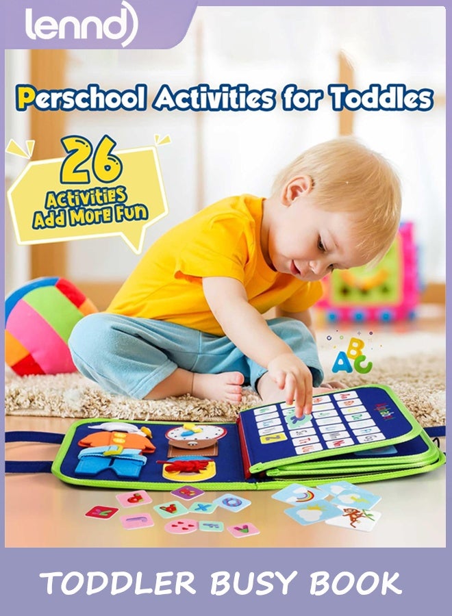 LENND Toddler Busy Board - Montessori Toys for Toddler Boy Birthday Gift, Educational Learning Sensory Busy Book for Toddler Boys, Toddlers Activities Travel Toys for Airplane Car - Image 3