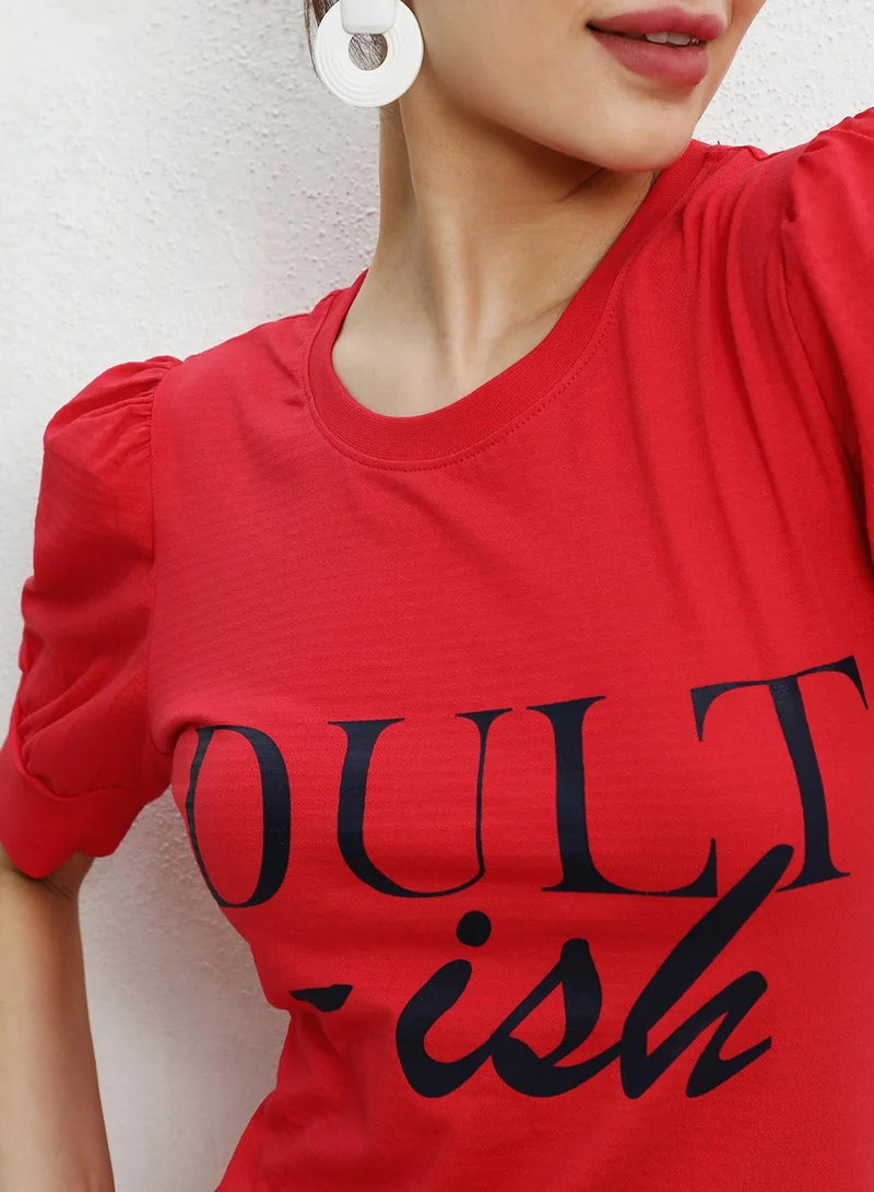 PINACOLADA Women's Scarlet Red Adult-ish T-Shirt Dress
