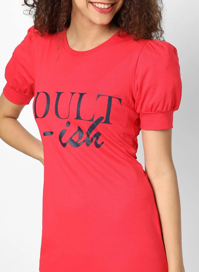 PINACOLADA Women's Scarlet Red Adult-ish T-Shirt Dress