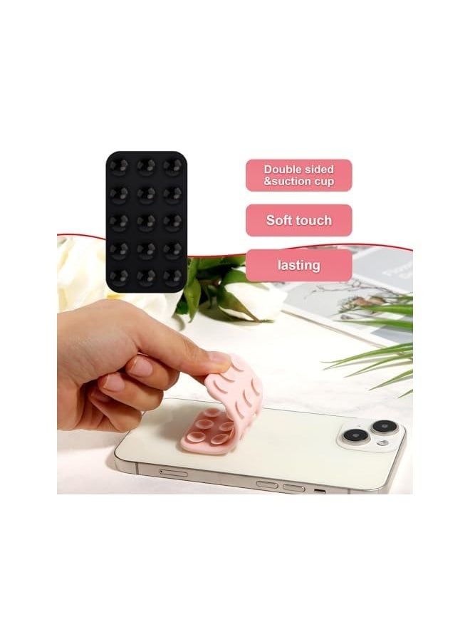 erorex 2 Pack Silicone Suction Phone Case, Double Sided Suction Cup, Anti-Slip Hands-Free Mobile Accessory Holder, Suitable for Videos and Selfies (Black, Light Pink)  - Image 3