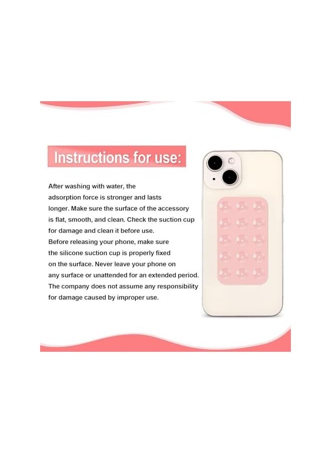 erorex 2 Pack Silicone Suction Phone Case, Double Sided Suction Cup, Anti-Slip Hands-Free Mobile Accessory Holder, Suitable for Videos and Selfies (Black, Light Pink)  - Image 4