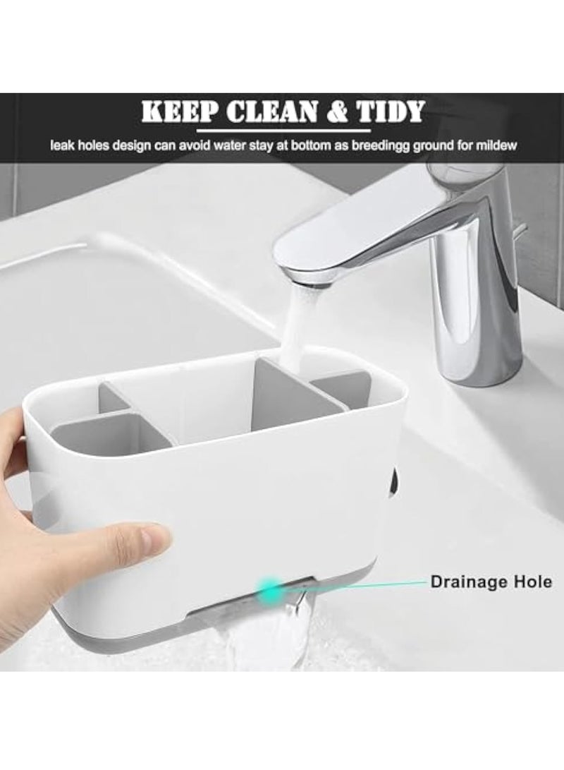 Arabest حامل فرشاة الأسنان ومعجون الأسنان، حامل فرشاة الأسنان من الخيزران مع تصريف، منظم كبير لفرشاة الأسنان الكهربائية ومعجون الأسنان لحمام الفانيتي، الحوض، السطح (رمادي) - Image 3