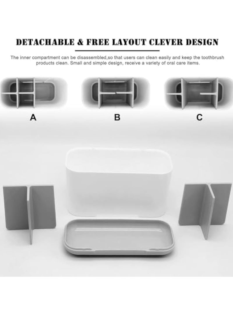 Arabest حامل فرشاة الأسنان ومعجون الأسنان، حامل فرشاة الأسنان من الخيزران مع تصريف، منظم كبير لفرشاة الأسنان الكهربائية ومعجون الأسنان لحمام الفانيتي، الحوض، السطح (رمادي) - Image 4