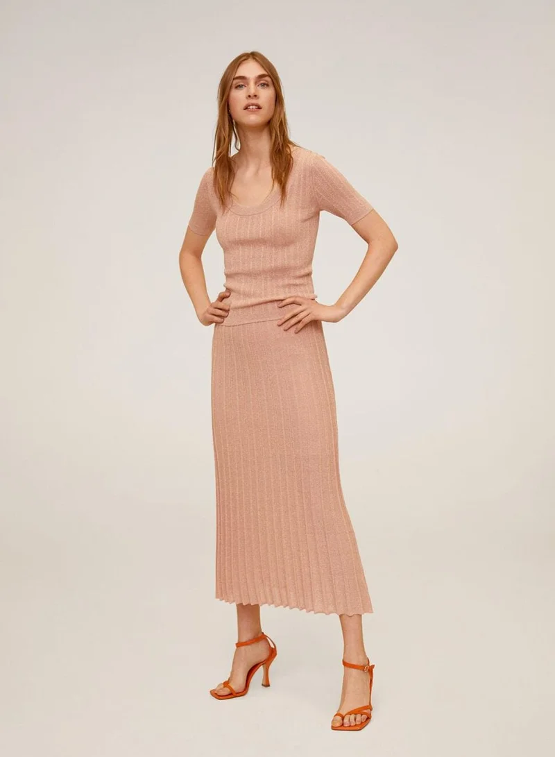 MANGO Plisse Midi Skirt