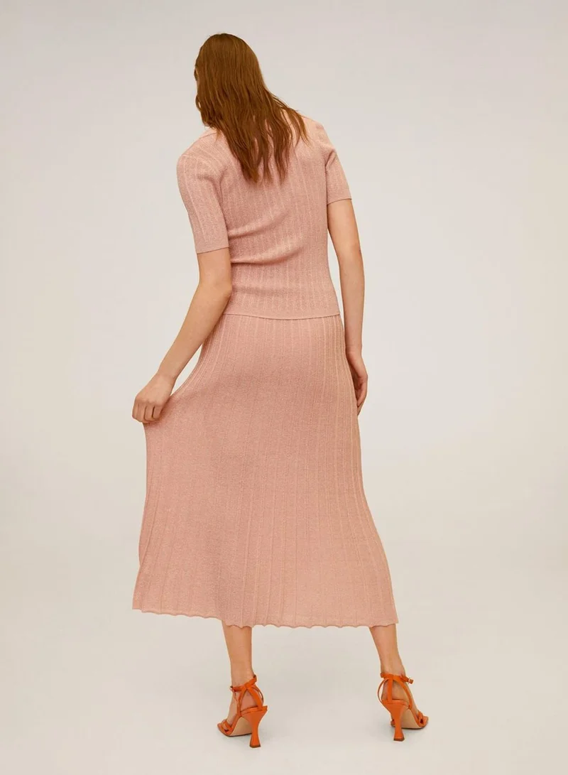 MANGO Plisse Midi Skirt