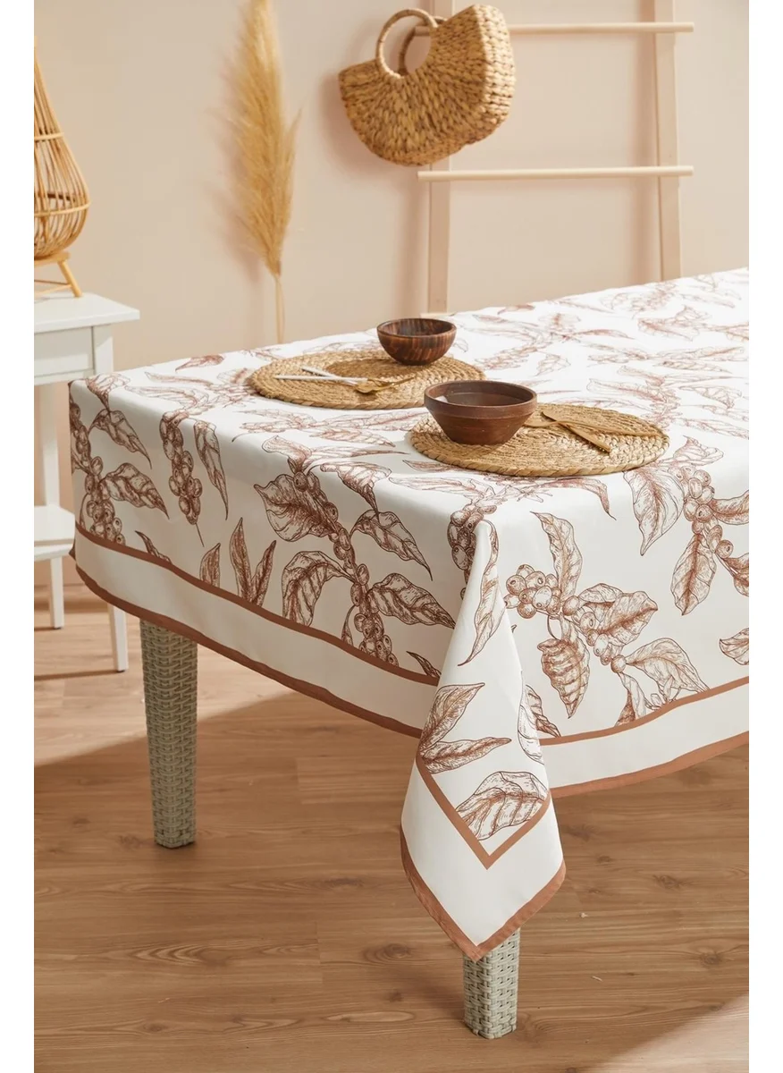 Ays Home Coffee Patterned Modern Stain-Proof Tablecloth