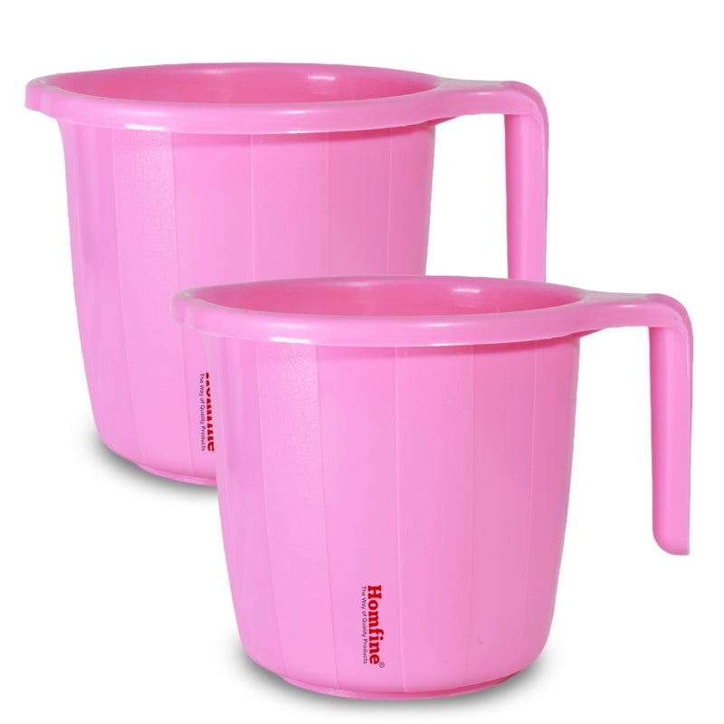 Homfine Combo Set of 2Pcs 1000ml Frosty Bath Mug for Multipurpose Use in Home, Kitchen (Plastic) (Pink) - Image 4