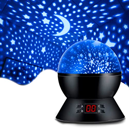 MOKOQI Star Projector Night Lights for Kids with Timer, Toys for 2-5-14 Year Old Boys Room Lights for Kids Glow in The Dark Stars Moon for Child Sleep Peacefully, Birthday Gifts for Boys-Black - Image 1