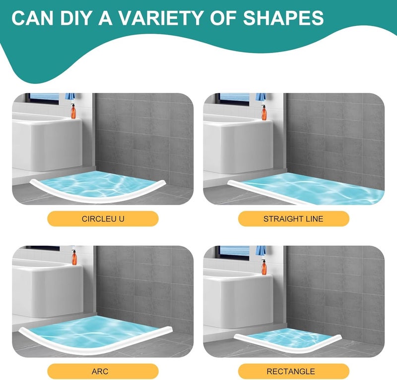 Delzon 2M Wet Room Floor Barrier, Self-Adhesive Shower Water Barrier, PVC Trim Shower Threshold Sealing Strip Shower Water Barrier for Bathroom, Kitchen (White) - Image 4