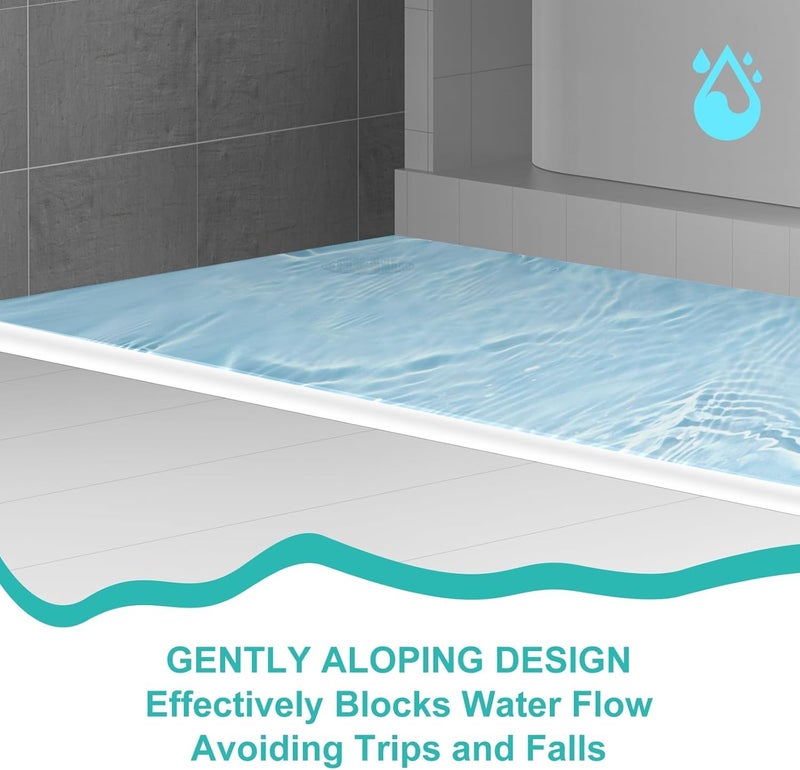 Delzon 2M Wet Room Floor Barrier, Self-Adhesive Shower Water Barrier, PVC Trim Shower Threshold Sealing Strip Shower Water Barrier for Bathroom, Kitchen (White) - Image 5