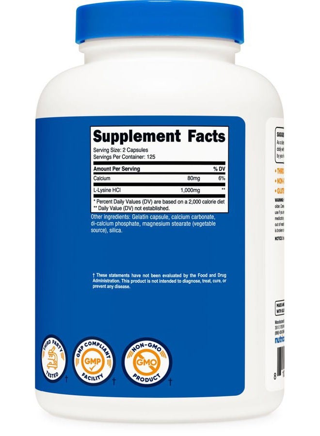 Nutricost L-Lysine 1000mg, 250 Capsules - 500mg Per Cap, Gluten Free, Non-GMO - Image 5