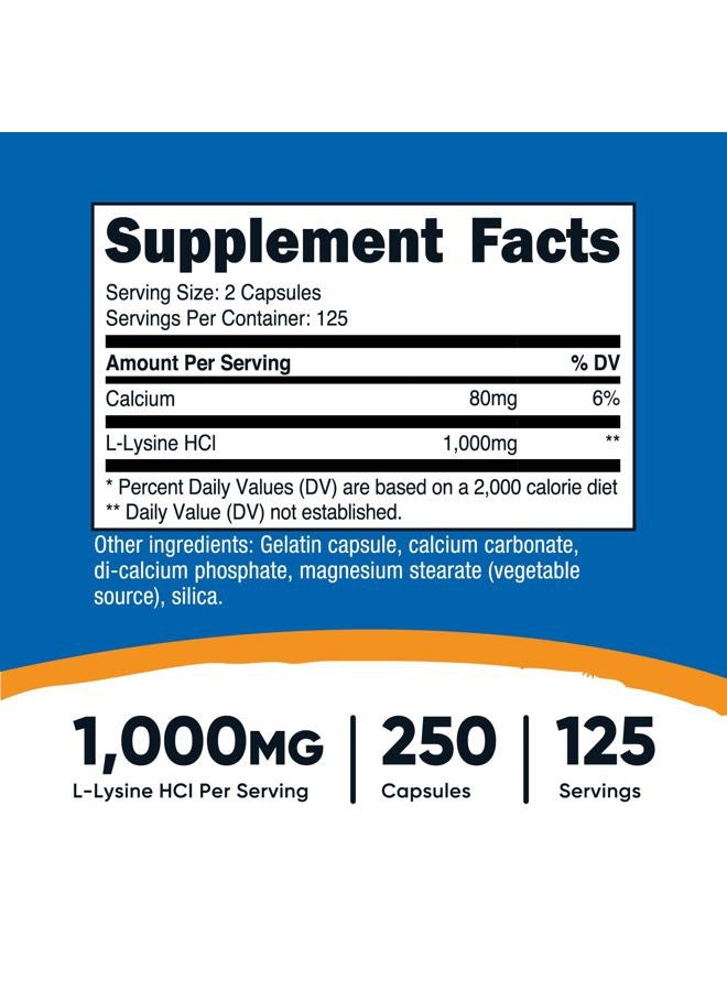 Nutricost L-Lysine 1000mg, 250 Capsules - 500mg Per Cap, Gluten Free, Non-GMO - Image 2