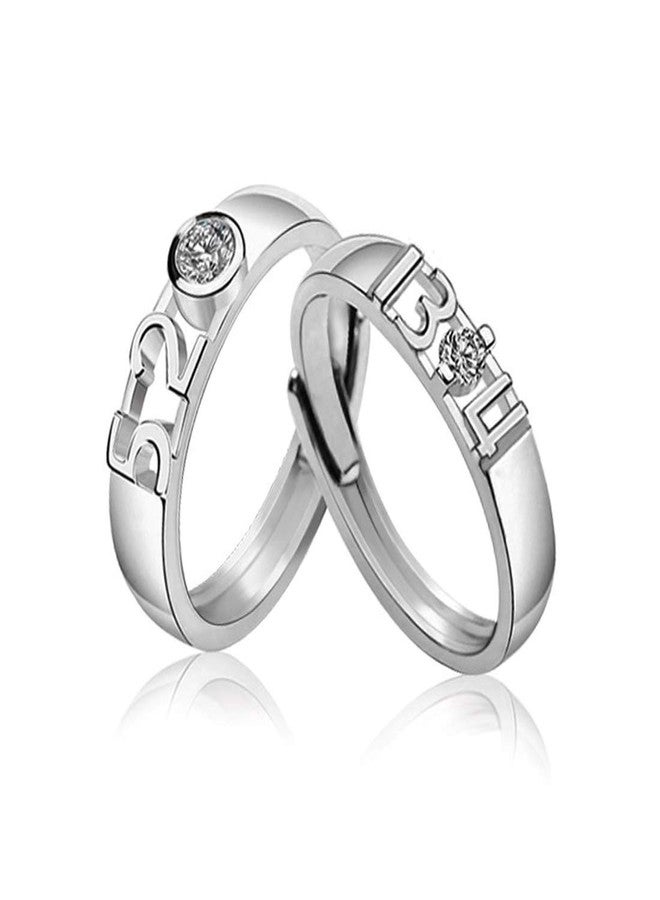 Sullery Rhodium Plated Couple Ring Set with Cubic Zirconia Stone Anniversary Engagement Promise Friendship Valentine?s Day Rings Gift for Men and Women - Image 1