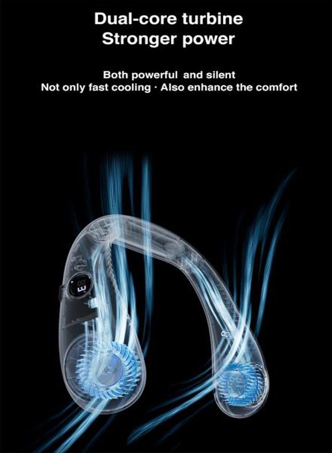 Loquat Portable Neck Fan Free-to-Leafless 3000 mAH Battery Power Supply can Wearable Personal Fans Leaves Charging Headset Design USB Stagnation 3 gear Speed-Dark Green Color - Image 4