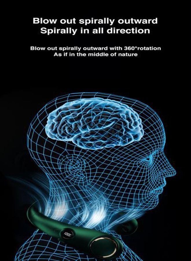 Loquat Portable Neck Fan Free-to-Leafless 3000 mAH Battery Power Supply can Wearable Personal Fans Leaves Charging Headset Design USB Stagnation 3 gear Speed-Dark Green Color - Image 5