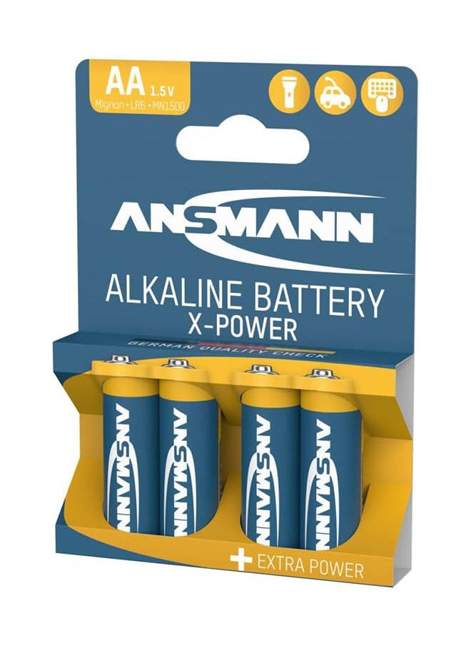 ANSMANN - بطارية قلوية Lr6 X-Power 1.5 فولت Mignon AA عالية الأداء لكاميرات التحكم ومصباح يدوي 5015663 مدة صلاحية 5 سنوات (عبوة من 4 قطع) مدة صلاحية 7 سنوات - Image 1
