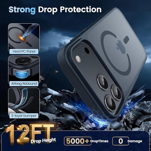 keeshar MagPro case for Apple iPhone 17 Pro Max | MagSafe Compatible Protective Cover, Strong Magnetic Adsorption, Shockproof Armor, Scratch Resistant Polycarbonate Hard Back | Translucent Matte Black - Image 4
