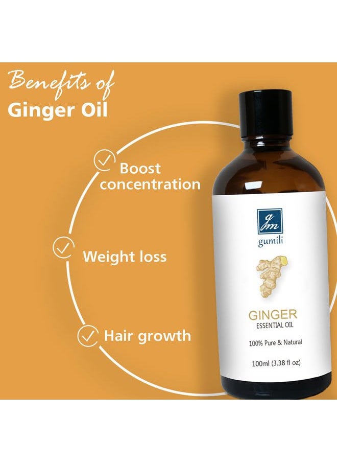 gm gumili GM Gumili Ginger Essential Oil, Pure Ginger Oil for Diffuser, Lymphatic Drainage, Skin, Hair, Massage- 100ml  - Image 4
