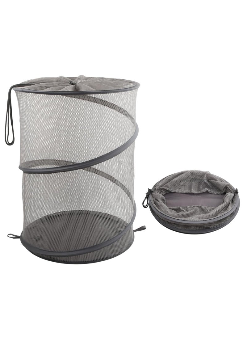 راكسوم سلة غسيل شبكية، سلة غسيل قابلة للطي، سلال غسيل للغسيل، سلة غسيل دائرية قابلة للطي، سلة ملابس محمولة، سلة ألعاب، سلة تخزين ملابس - أسود - Image 1