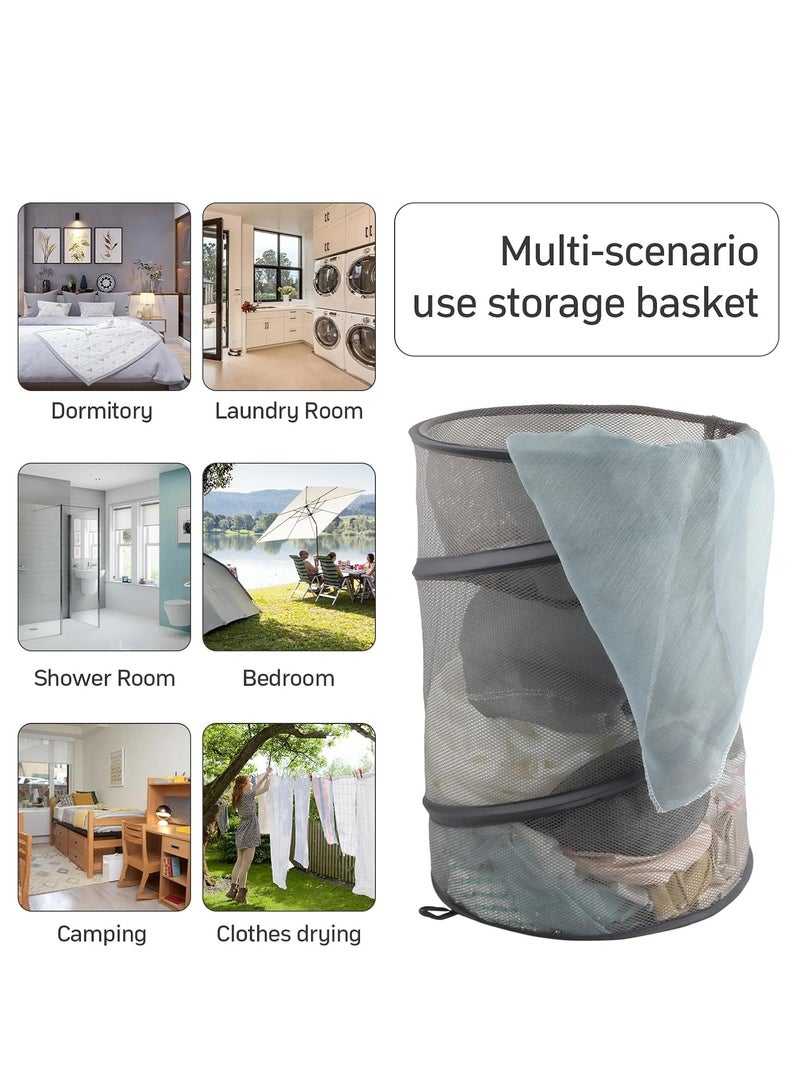 راكسوم سلة غسيل شبكية، سلة غسيل قابلة للطي، سلال غسيل للغسيل، سلة غسيل دائرية قابلة للطي، سلة ملابس محمولة، سلة ألعاب، سلة تخزين ملابس - أسود - Image 5