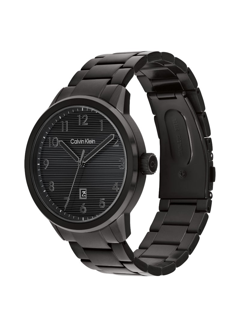 Calvin Klein Three Hand Quartz Movement Watch for Men MINIMALISTIC PILOT Collection with Black Stainless Steel Bracelet - 25200516 - Image 3