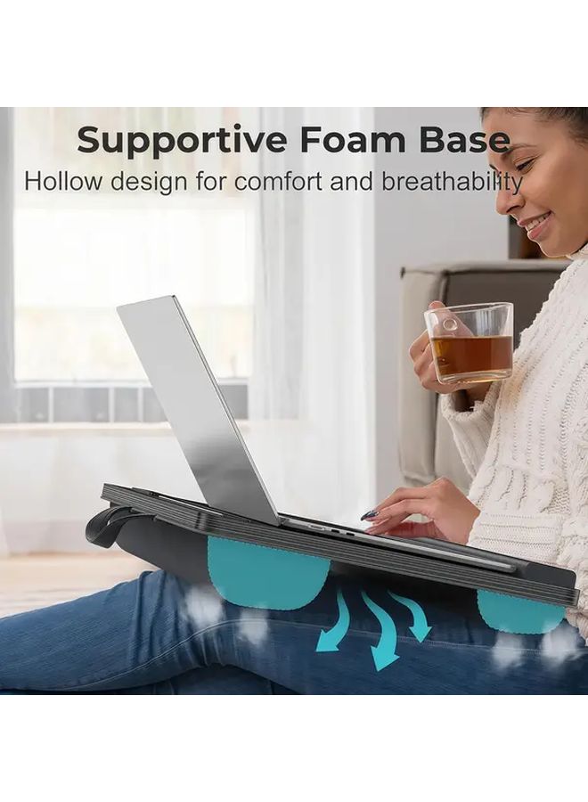 1pc 17 inch Laptop Desk with Wrist Rest Portable Handle Fixed Mouse Pad Tablet and Phone Slots Multifunctional Desk Composite Wood No Power Needed Maple Original Color Ideal for Home Office Use Modern Desk Design Desk and Drawer Organizer for Home Storage - Image 5