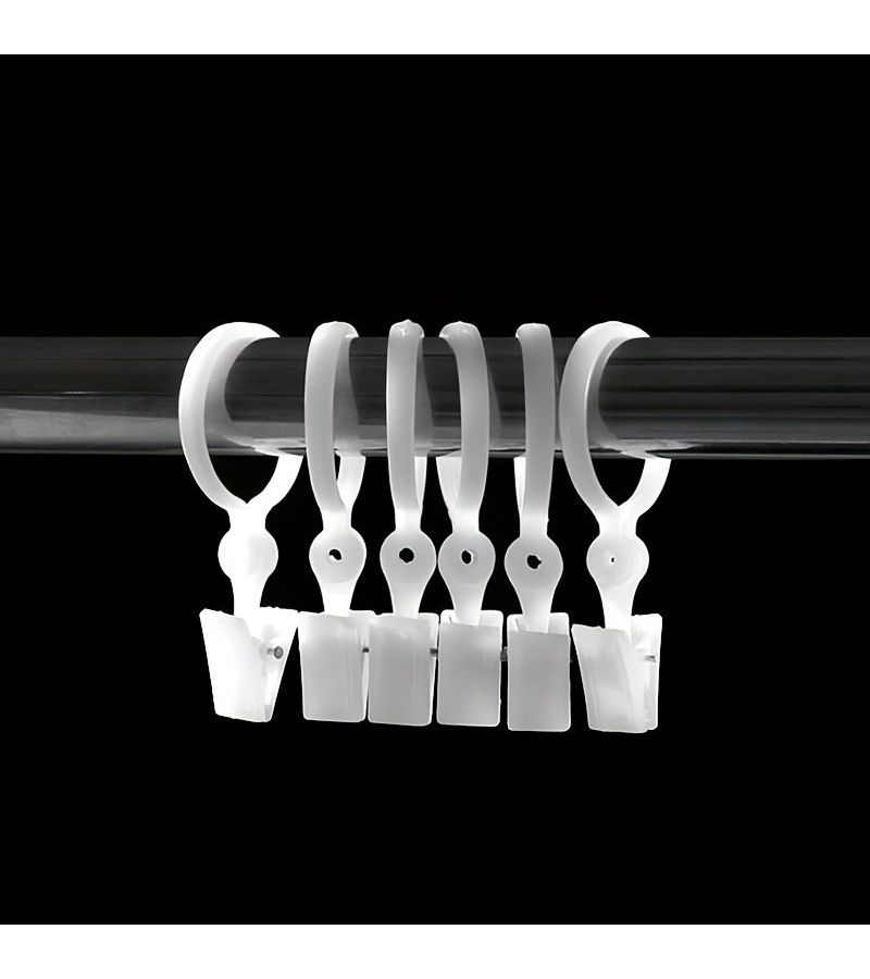 24 Piece Set Roman Rod Ring Curtain Clips Circular Jump Rings Hooks Plastic Holdback Tiebacks Towel and Sock Hanger Clips - Image 1