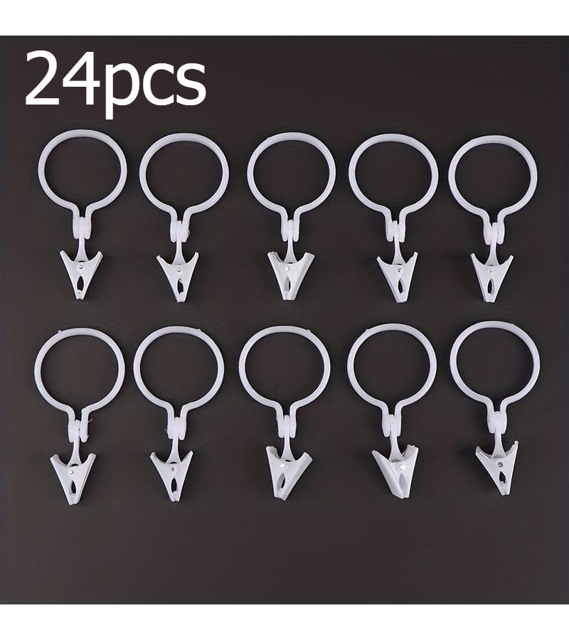 24 Piece Set Roman Rod Ring Curtain Clips Circular Jump Rings Hooks Plastic Holdback Tiebacks Towel and Sock Hanger Clips - Image 2