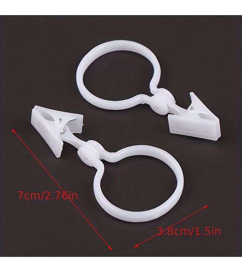 24 Piece Set Roman Rod Ring Curtain Clips Circular Jump Rings Hooks Plastic Holdback Tiebacks Towel and Sock Hanger Clips - Image 3