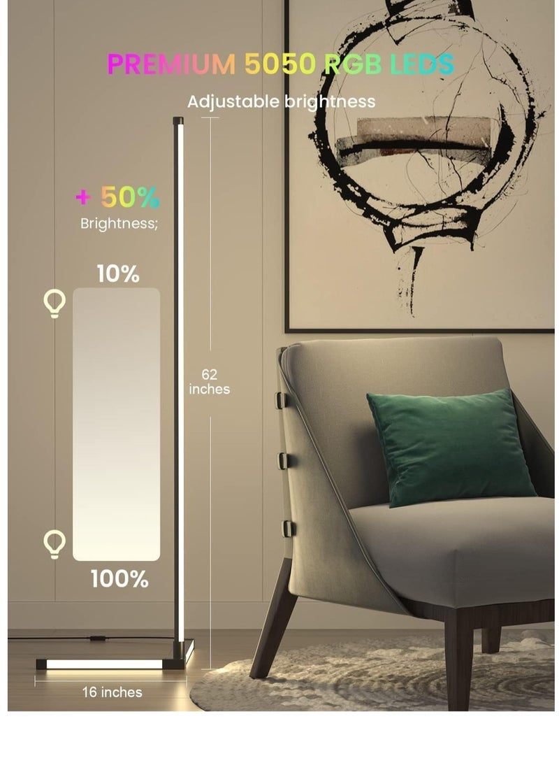 ELTRAZONE Corner Floor Lamp - Modern RGB Corner Lamp - 356 Mood Lighting Modes - Dimmable 20W LED Corner Lamp - 55" Tall Minimalist Floor Lamp - Metal Color Changing LED Corner Light - Image 4