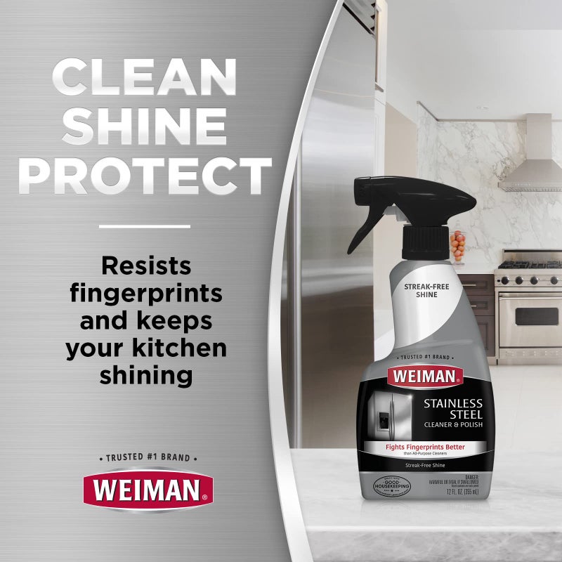 Weiman Stainless Steel Cleaner and Polish - Protects Appliances from Fingerprints and Leaves a Streak-Free Shine for Refrigerator, Dishwasher, Oven, Grill, 22 oz, 6 Pack - Image 3