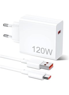 Risen 120W Type C Charger for Xiaomi Mi14T 14 14 Pro Mi13T 13 13 Ultra Pro Mi12 Mi Mix 4, Redmi Note 14 13 12, Black Shark 5/4, POCO X6/X5/F4/X4 MDY-14 EU Adapter with 6A USB A to USB C Cable  - Image 1