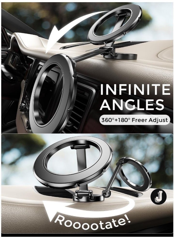 JAJEEK "MagSafe Car Mount Phone Holder – 360° Rotation, Strong Magnetic Grip, Hands-Free Stand for iPhone 15/14/13/12 Pro Max, Plus, Mini & MagSafe Cases (Black)" - Image 4