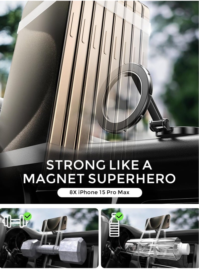 JAJEEK "MagSafe Car Mount Phone Holder – 360° Rotation, Strong Magnetic Grip, Hands-Free Stand for iPhone 15/14/13/12 Pro Max, Plus, Mini & MagSafe Cases (Black)" - Image 5