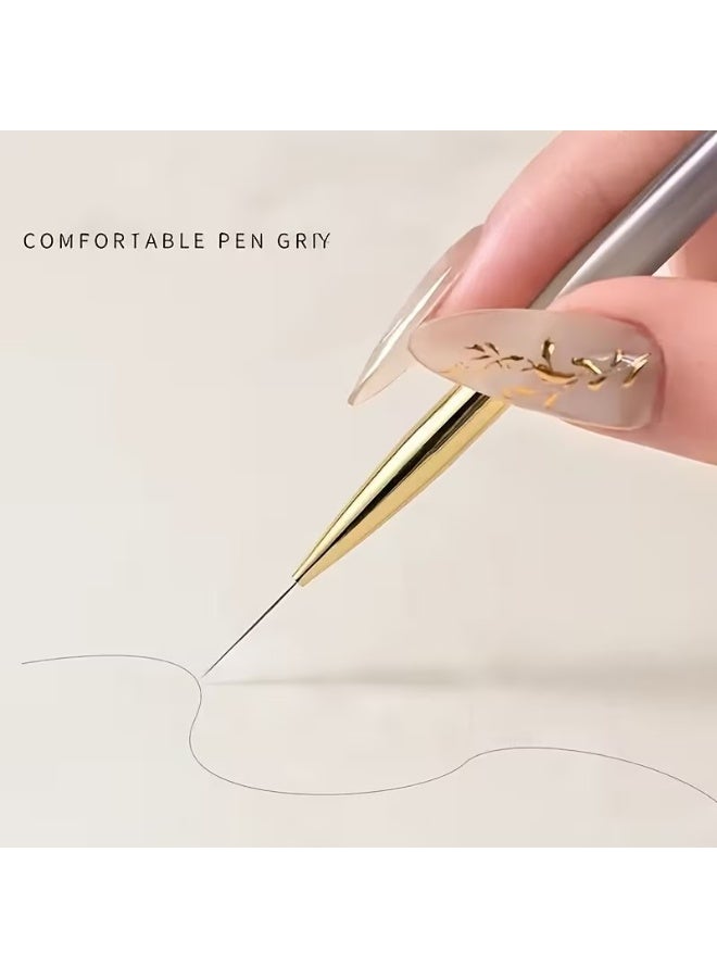 Rozino 5-Piece Ultra-Fine Detail Nail Art Brushes, Golden Copper Wire Design, for Precise Lines - Image 3