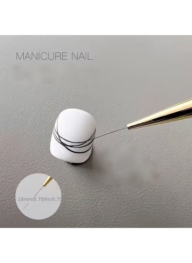 Rozino 5-Piece Ultra-Fine Detail Nail Art Brushes, Golden Copper Wire Design, for Precise Lines - Image 2