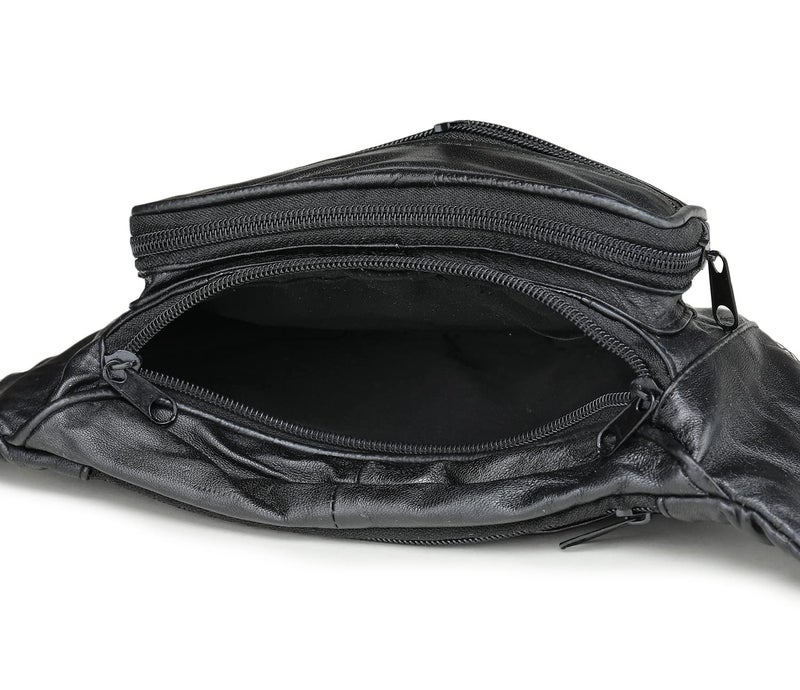 K London Stylish Real Leather Black Waist Bag Elegant Style Travel Pouch Passport Holder with Adjustable Strap(1240_Black) - Image 5