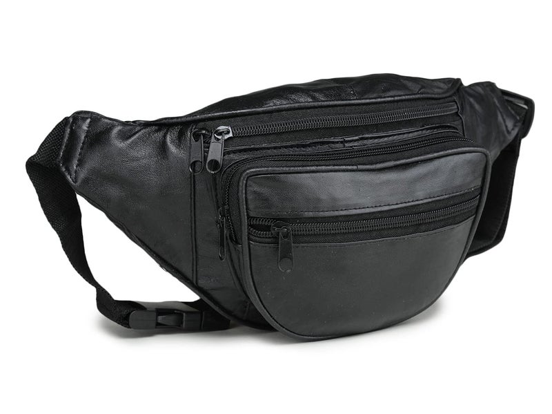 K London Stylish Real Leather Black Waist Bag Elegant Style Travel Pouch Passport Holder with Adjustable Strap(1240_Black) - Image 2