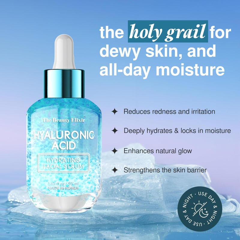The Beauty Elixir Hyaluronic Acid Serum For Face - Ultra Hydrating, Restores, Smooths & Reduces Wrinkles - Dermatologist Tested, Natural Ingredients, Clean Beauty - Korean Skin Care - 1.69 Fl. Oz - Image 2