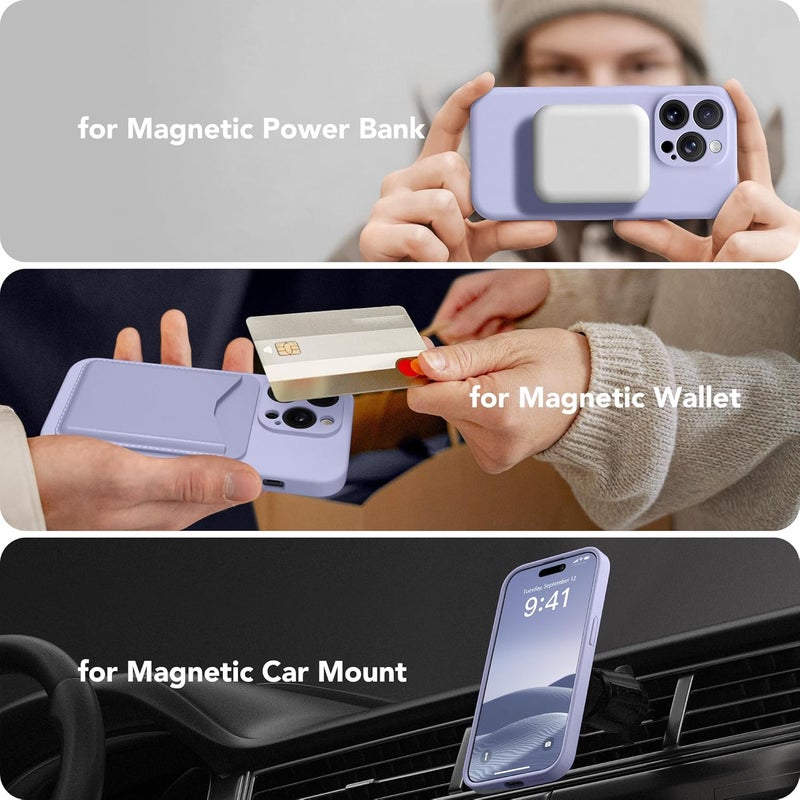 SUYDANBOX Magnetic for iPhone 13 Pro Max Case, Compatible with MagSafe, [Full Camera Protection][Screen Protector] Silicone Shockproof Protective Phone Case for iPhone 13 Pro Max 6.7", Lilac - Image 5