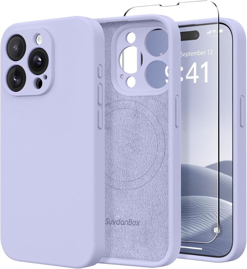 SUYDANBOX Magnetic for iPhone 13 Pro Max Case, Compatible with MagSafe, [Full Camera Protection][Screen Protector] Silicone Shockproof Protective Phone Case for iPhone 13 Pro Max 6.7", Lilac - Image 1